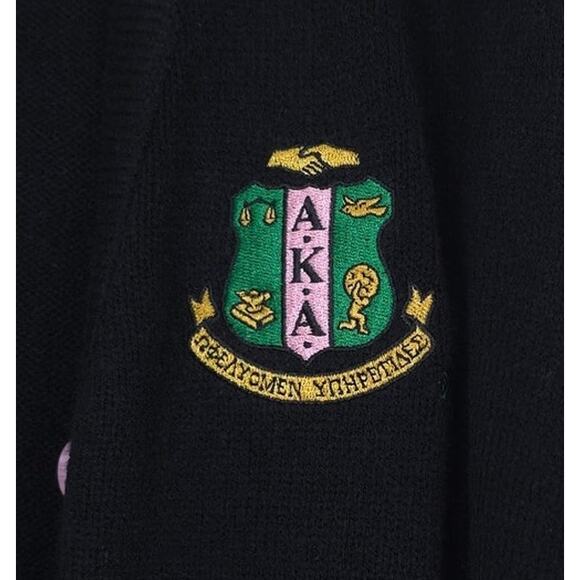 Alpha Kappa Alpha (AKA) Sorority Black Cardigan Ivy Storehouse Sweater, Size XXL - Picture 4 of 9